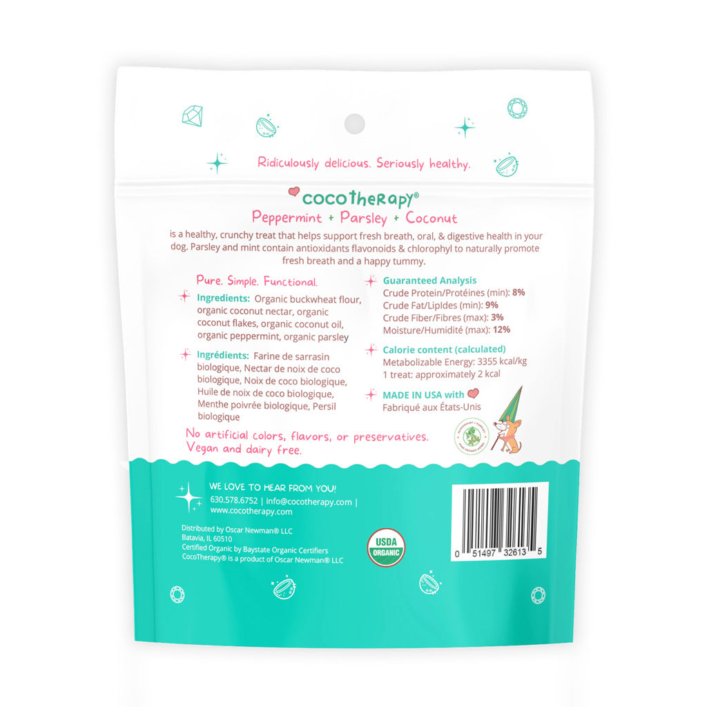 Cocotherapy Coco-Gems Training Treats Peppermint + Parsley (Organic Training Treat for dogs)