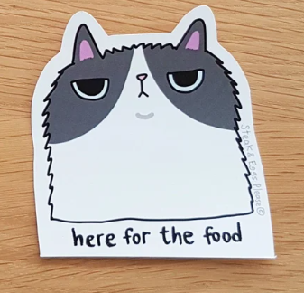 Here For The Food Cat Sticker