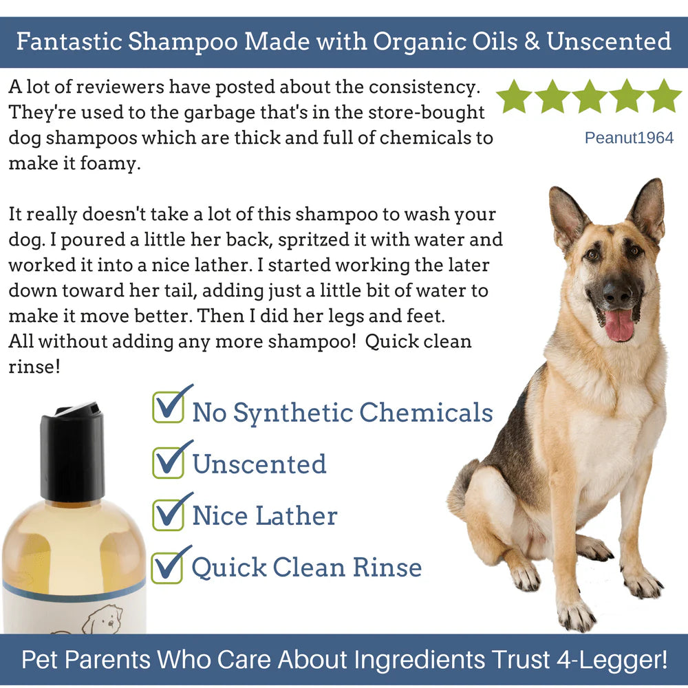 4-Legger Organic Unscented Hypoallergenic Shampoo with Aloe