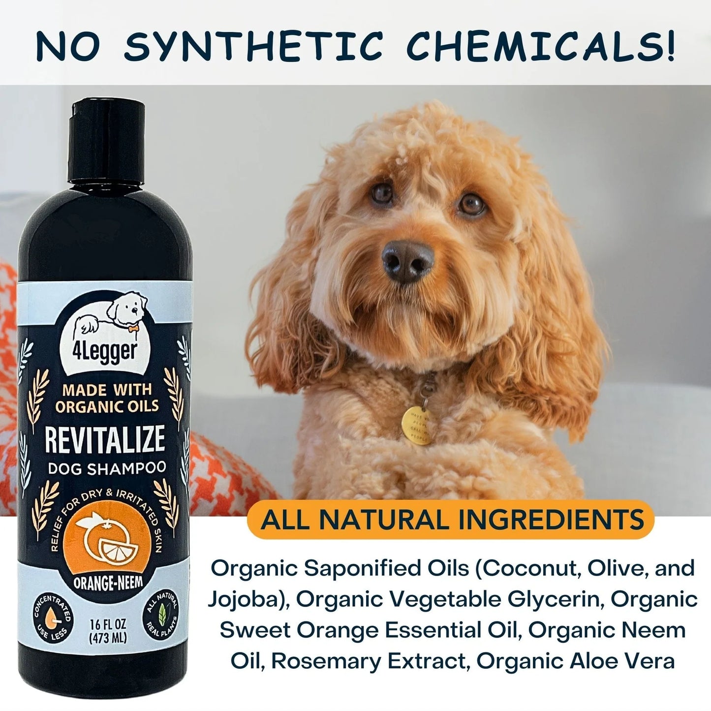 4-Legger Revitalize Dog Shampoo - Neem with Sweet Orange Essential Oil