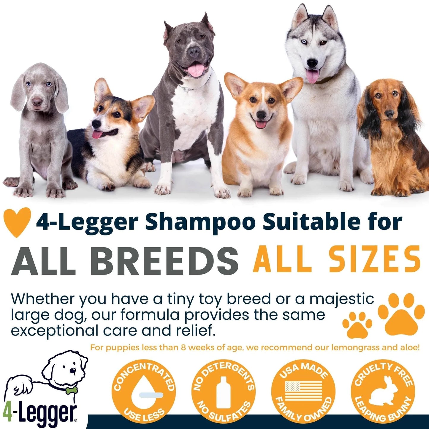 4-Legger Revitalize Dog Shampoo - Neem with Sweet Orange Essential Oil