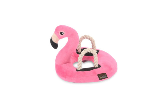 P.L.A.Y Tropical Paradise Squeaky Plush Dog Toy - Flamingo Float