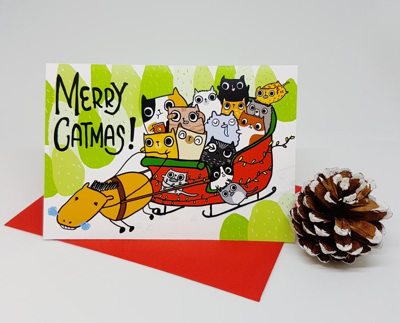 SteakandEggsPlease Merry Catmas Christmas Card