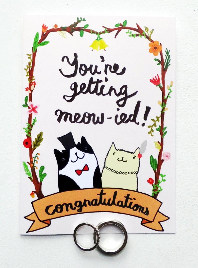 SteakandEggsPlease Getting Meowied Engagement Card